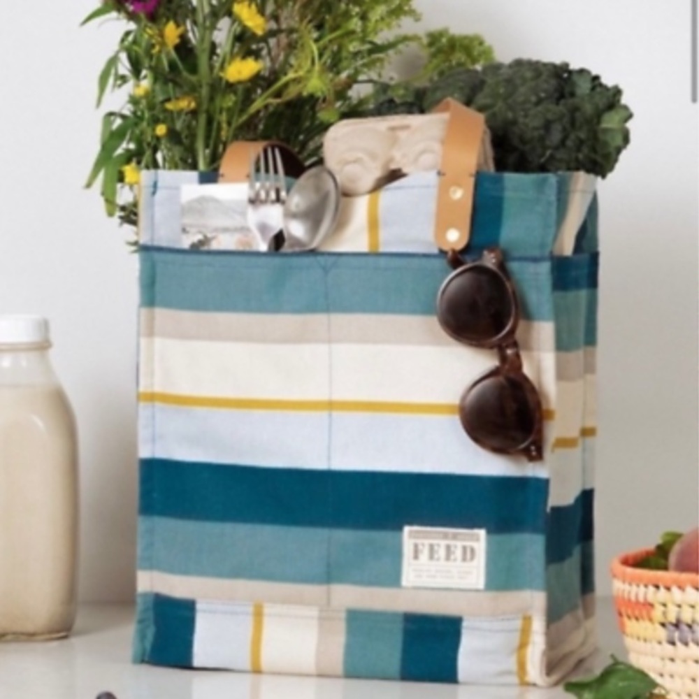 FEED PROJECTS Canvas Market Tote Coastal Stripe